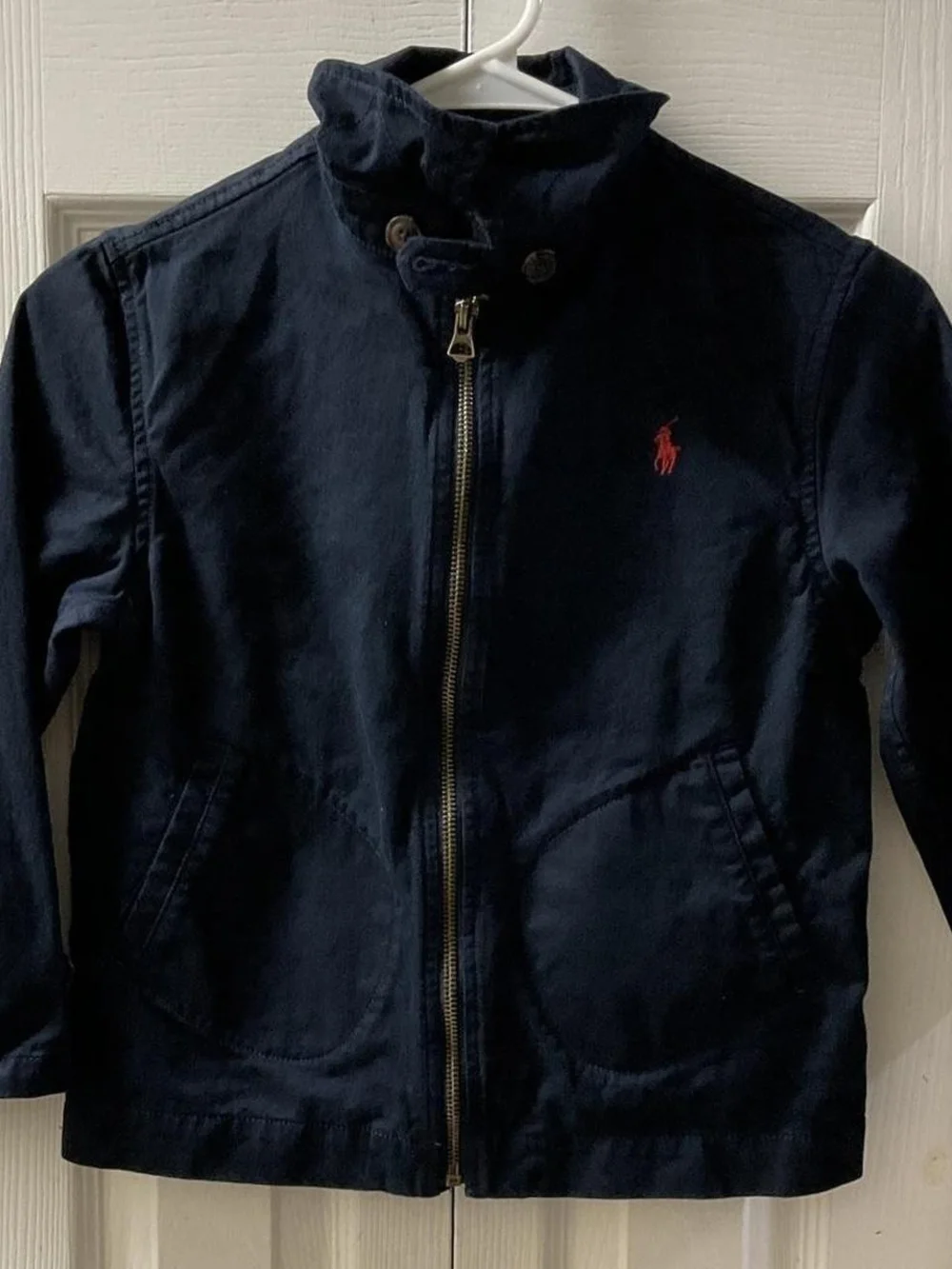 Ralph Lauren Kids Navy Zip-Front Jacket with Red Pony